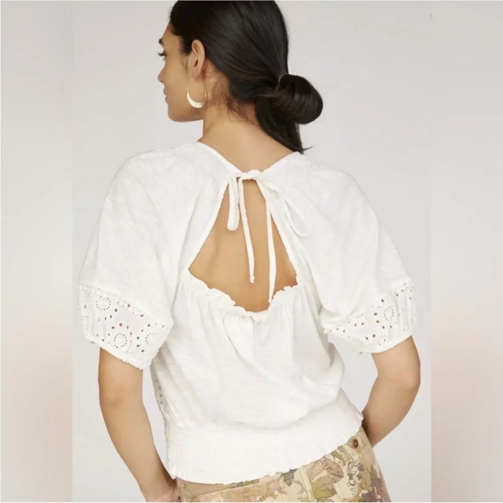 Anthropologie Porridge White Puff Sleeve Blouse